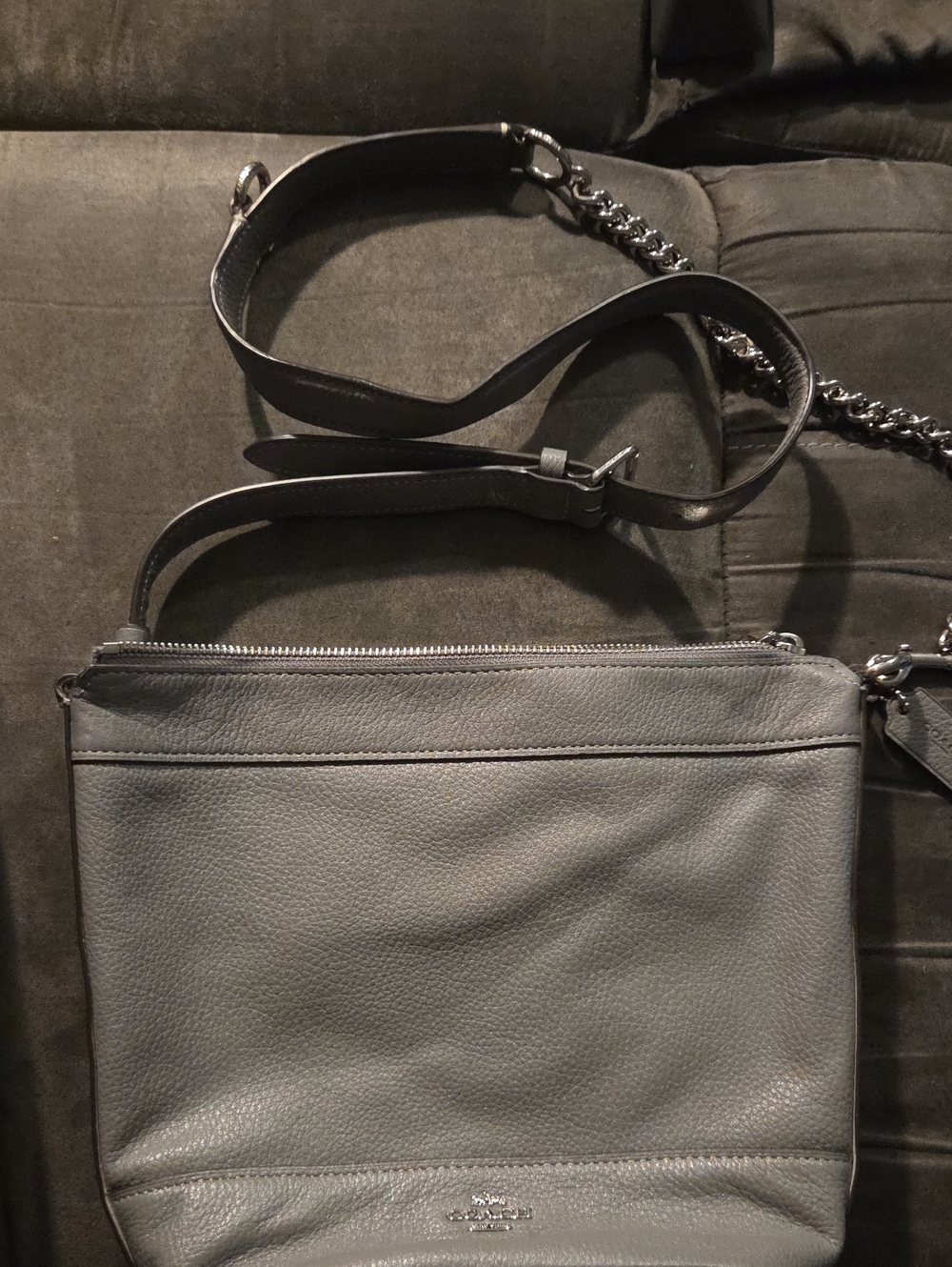 Coach Pebbled Leather Crossbody Bag in Gray